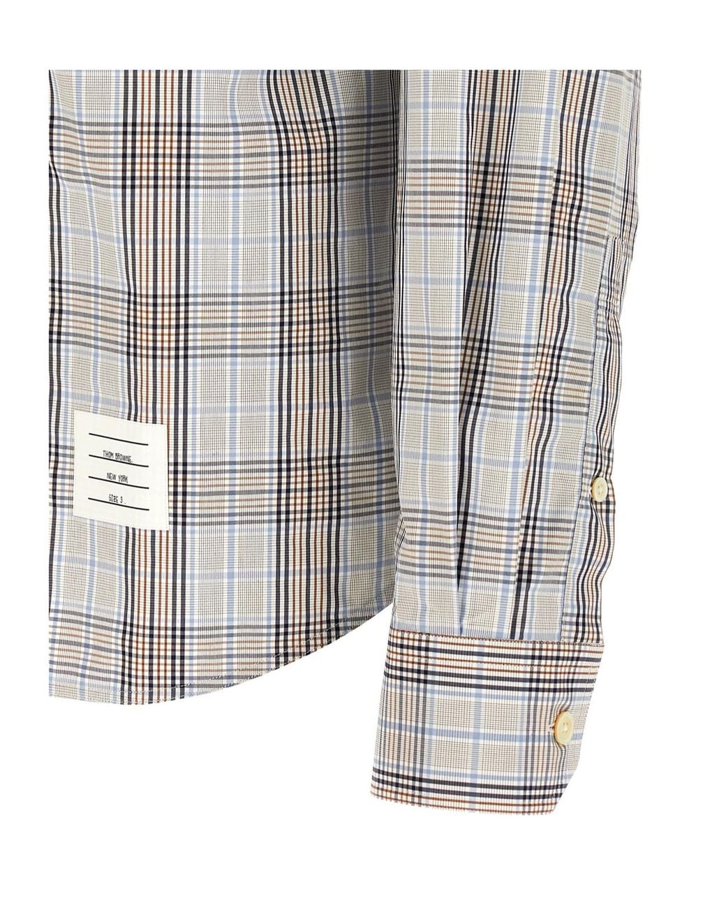Thom Browne Gray Oversized Plaid Armband Shirt for men