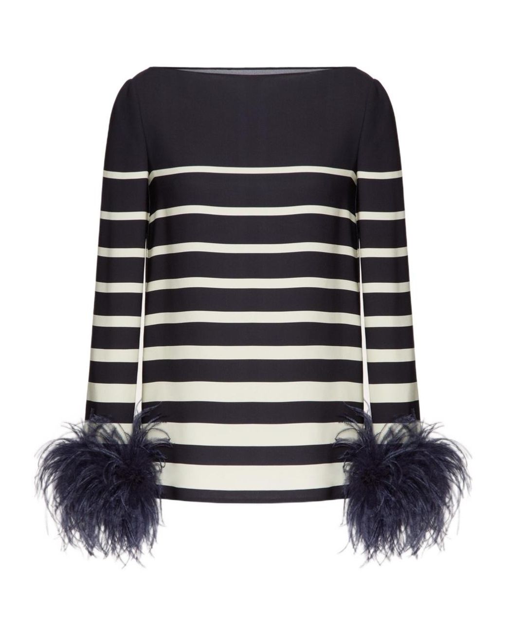 Valentino Black Striped Feather Detailed Top