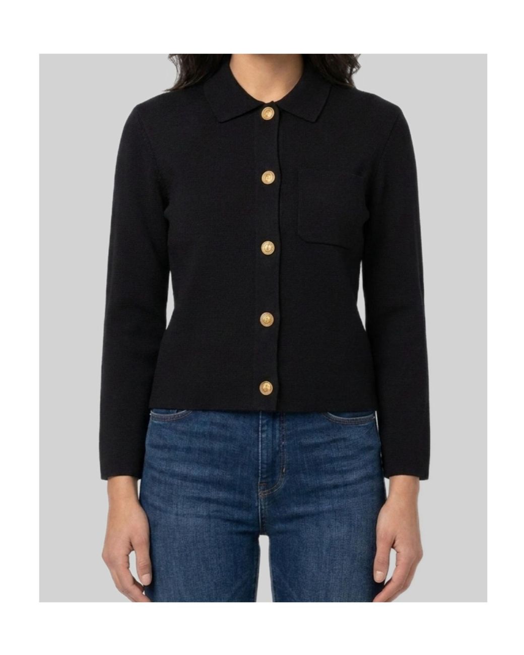 Saint Laurent Blue Virgin Wool Collar Cardigan