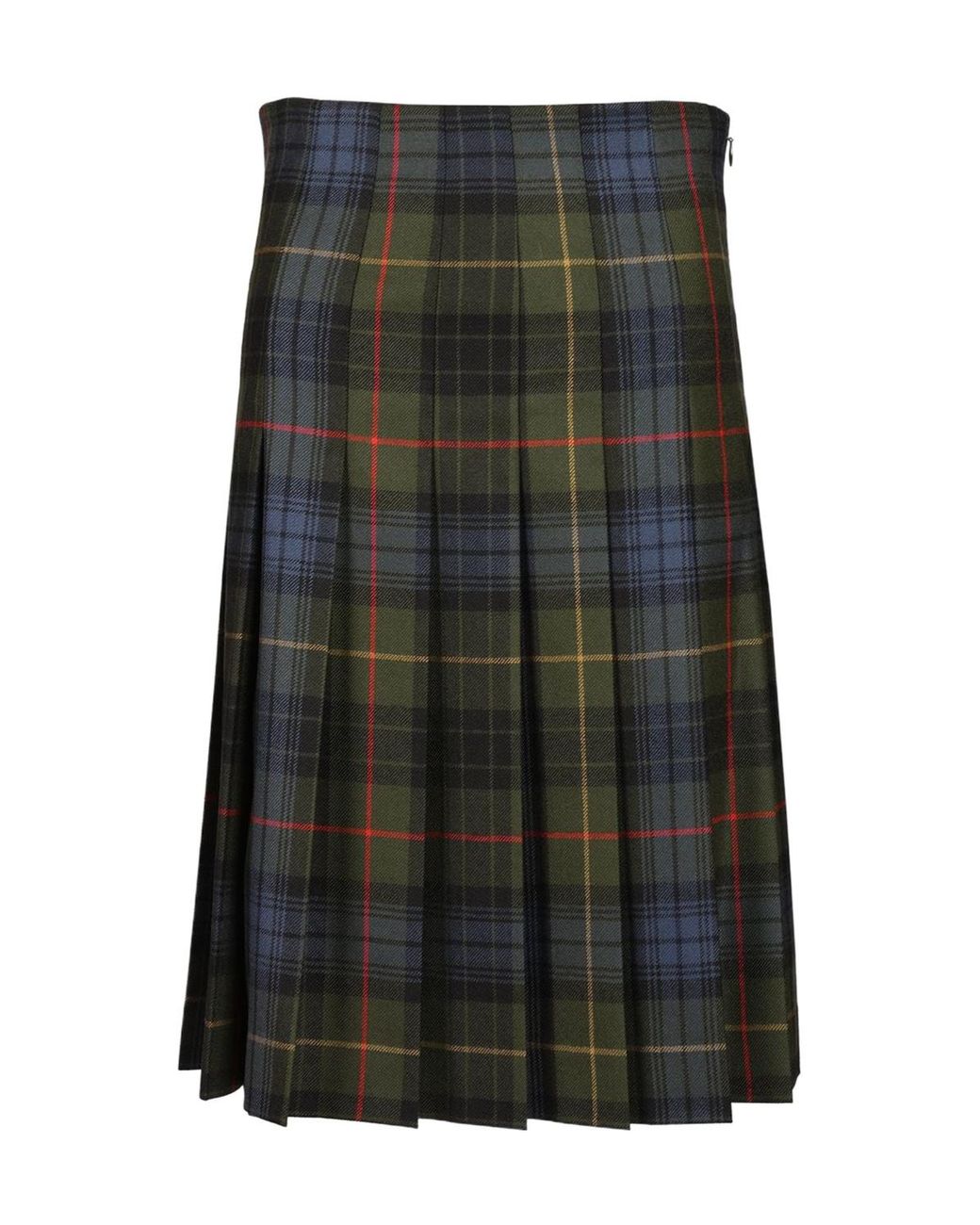 Etro Green Pleated Checked Midi Skirt