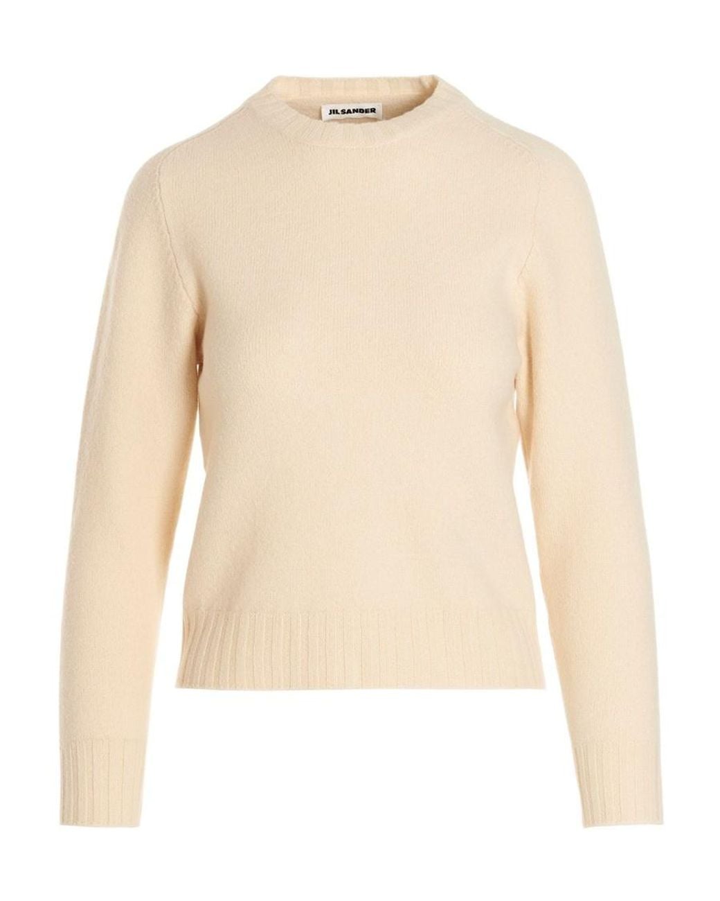 Jil Sander Natural Long-Sleeved Crewneck Knitted Jumper