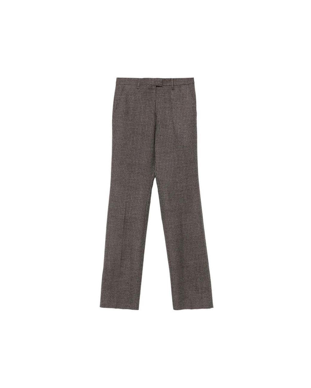 Etro Gray Check Straight-Leg Trousers