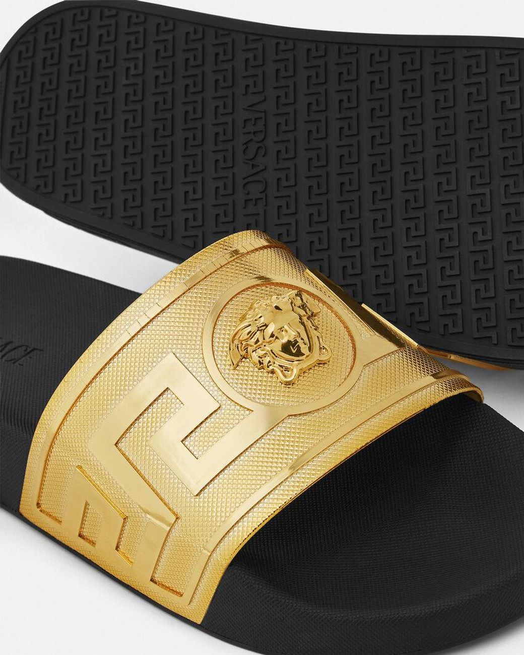 Versace Multicolor Logo Plaque Open-Toe Slippers for men