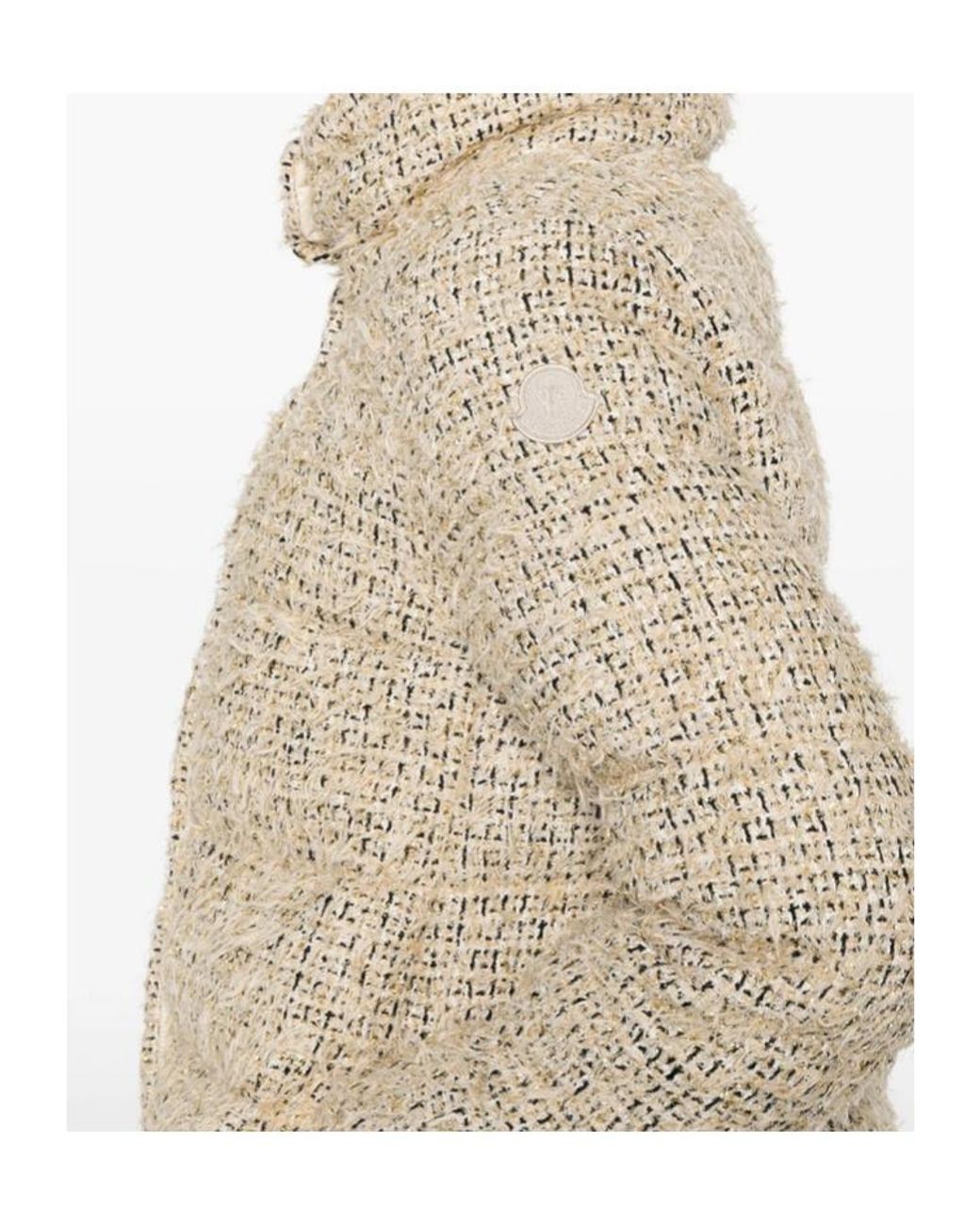 Moncler Natural Cochelle Tweed Short Down Jacket