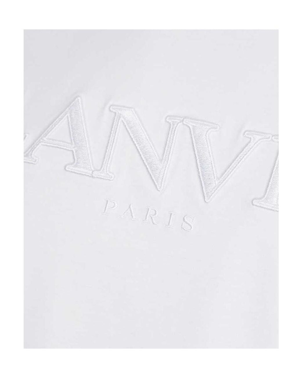 Lanvin White Logo Embroidered Crewneck T-Shirt for men