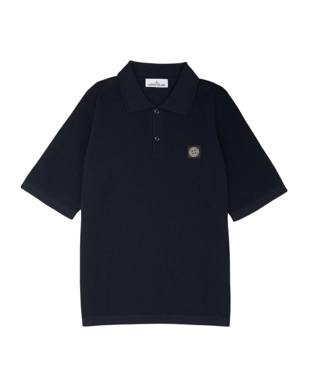 Stone Island Blue Logo Patch Short-Sleeve Polo Shirt for men