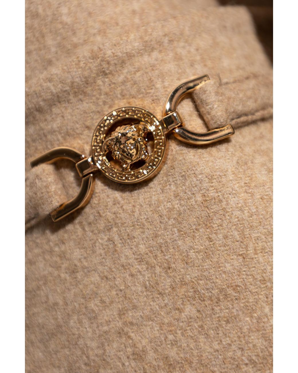 Versace Natural Crewneck Button-Up Jacket