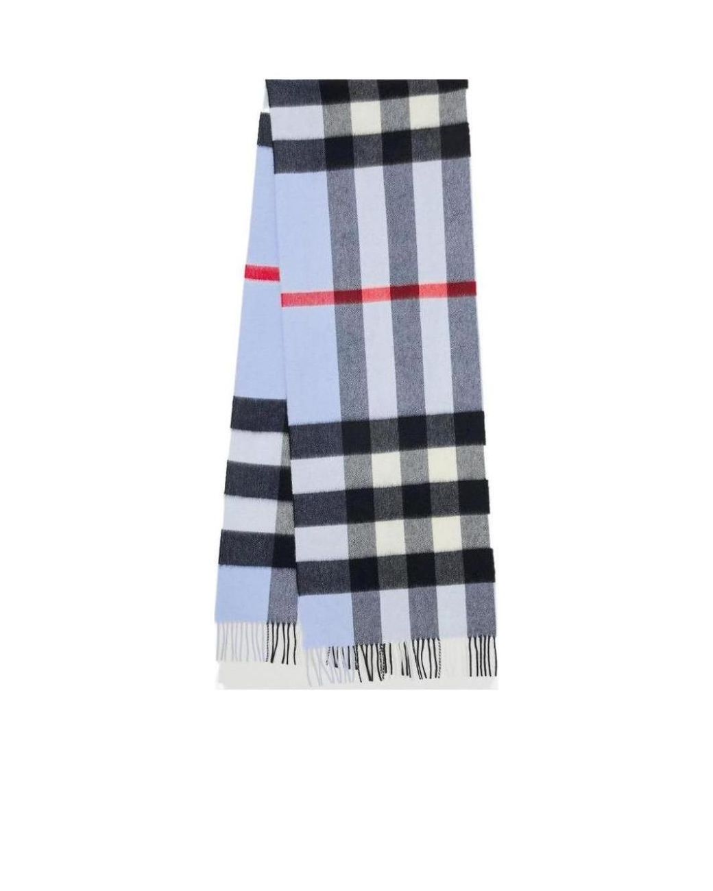 Burberry Blue Vintage Check Fringed Scarf