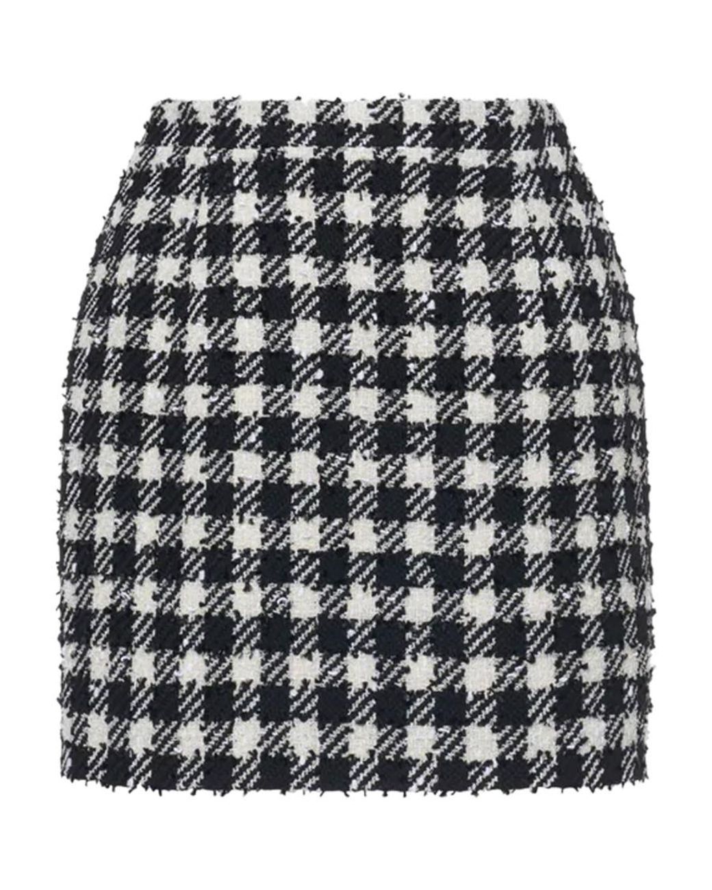 Alessandra Rich Multicolor Houndstooth Pattern Mini Skirt