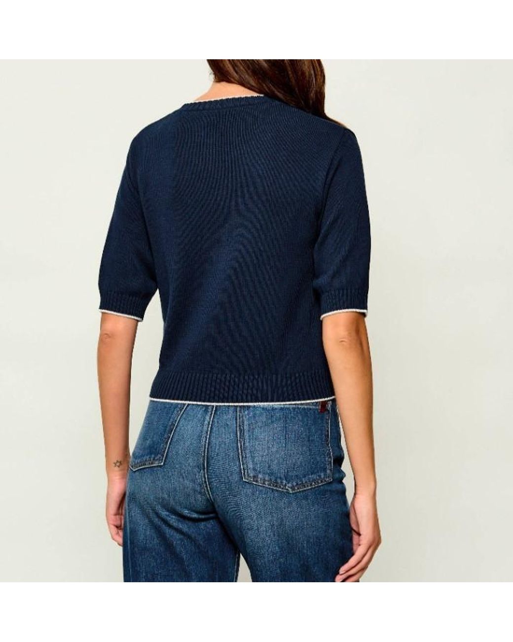 Weekend by Maxmara Blue Wkdfiacre Logo Intarsia Knitted Top