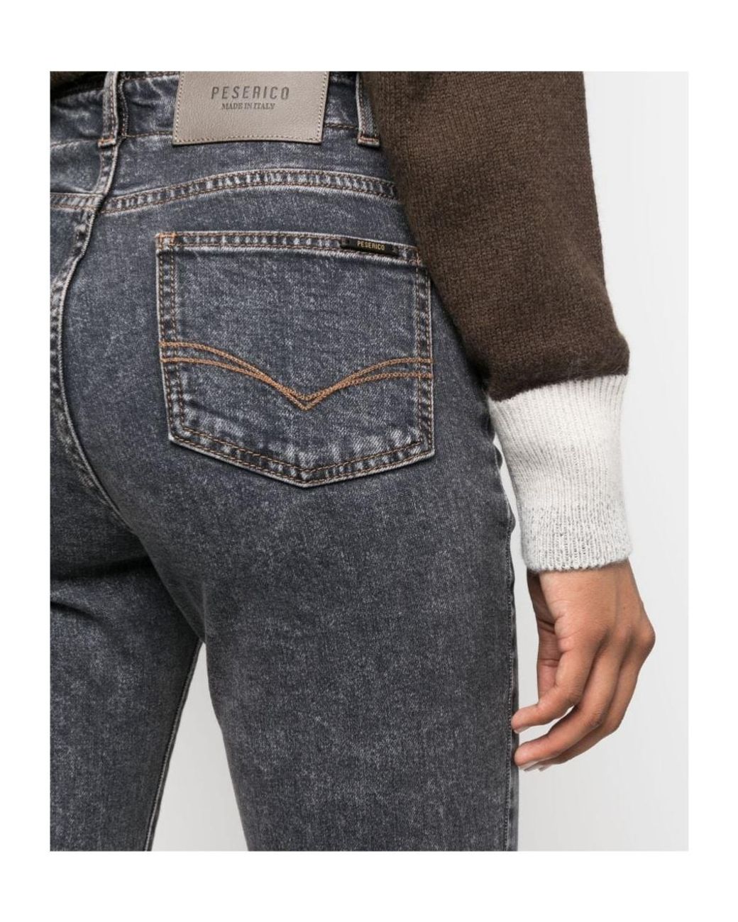 Peserico Gray Stonewashed Cropped Skinny Jeans