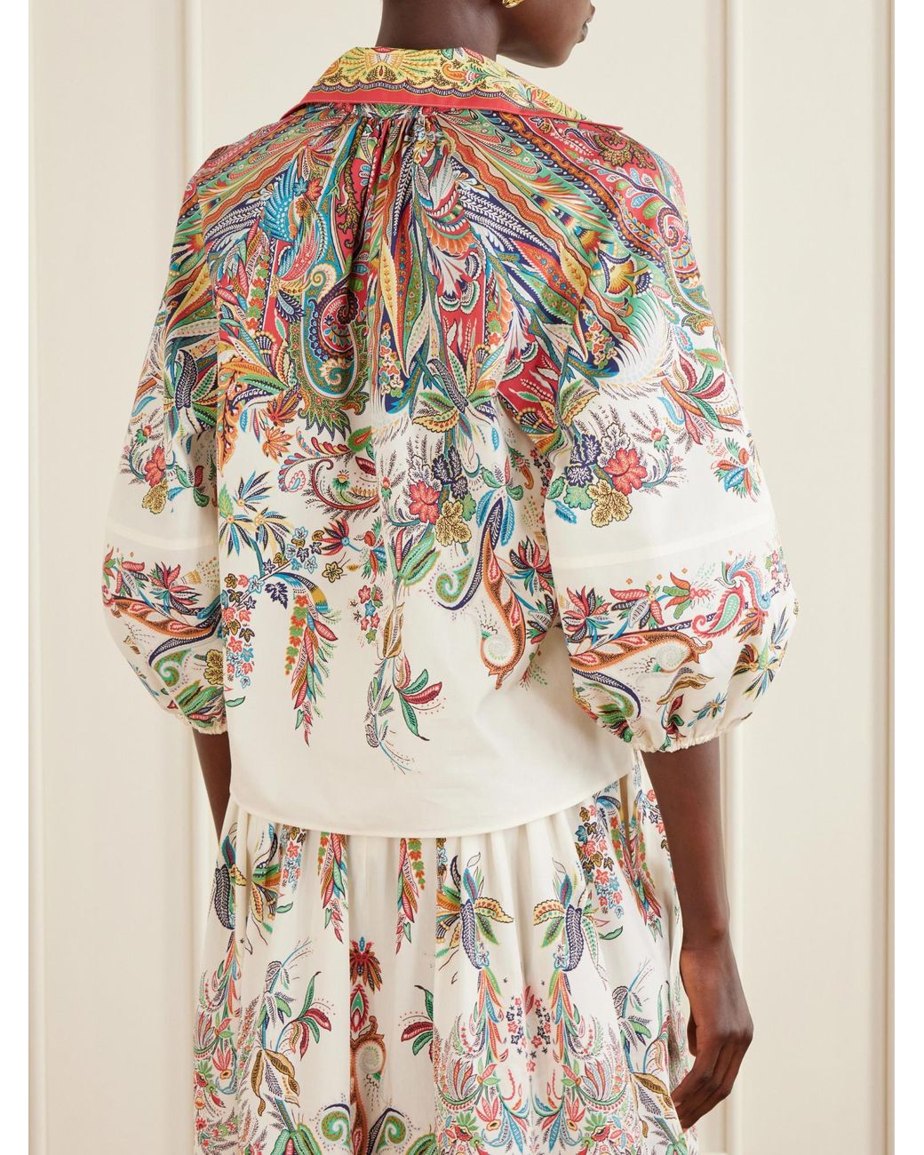 Etro White Floral Print Cotton Poplin Shirt