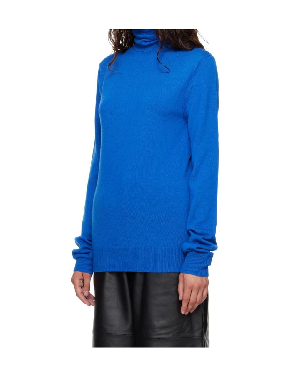 Frankie Shop Blue Turtleneck Long-Sleeve Sweater