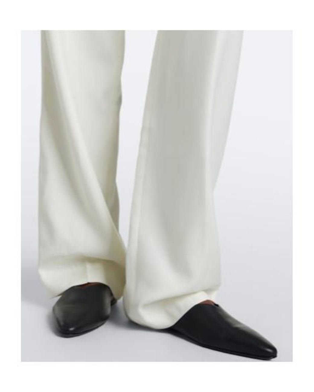 TOVE White Ruched Virgin Wool Wide-Leg Pants
