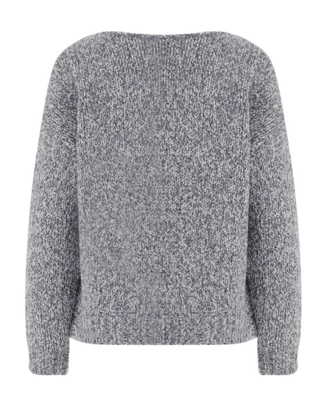 Bruno Manetti Gray Mélange Crew Neck Knitted Sweater
