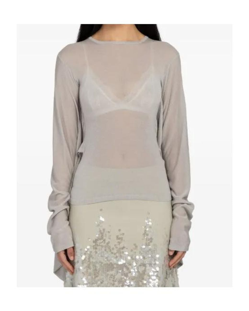 Paloma Wool Gray Long Sleeved Crewneck Top