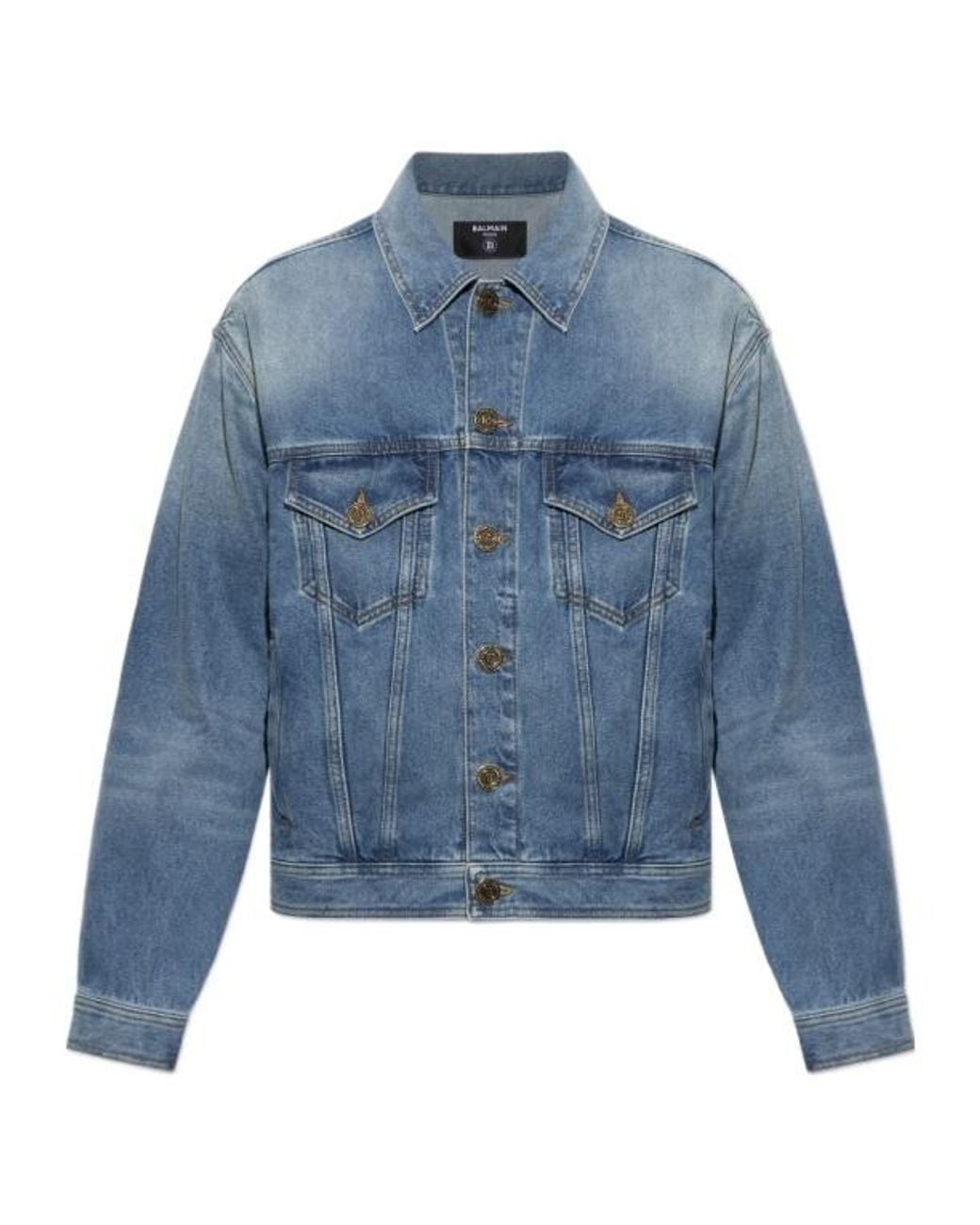 Balmain Blue Buttoned Denim Jacket for men