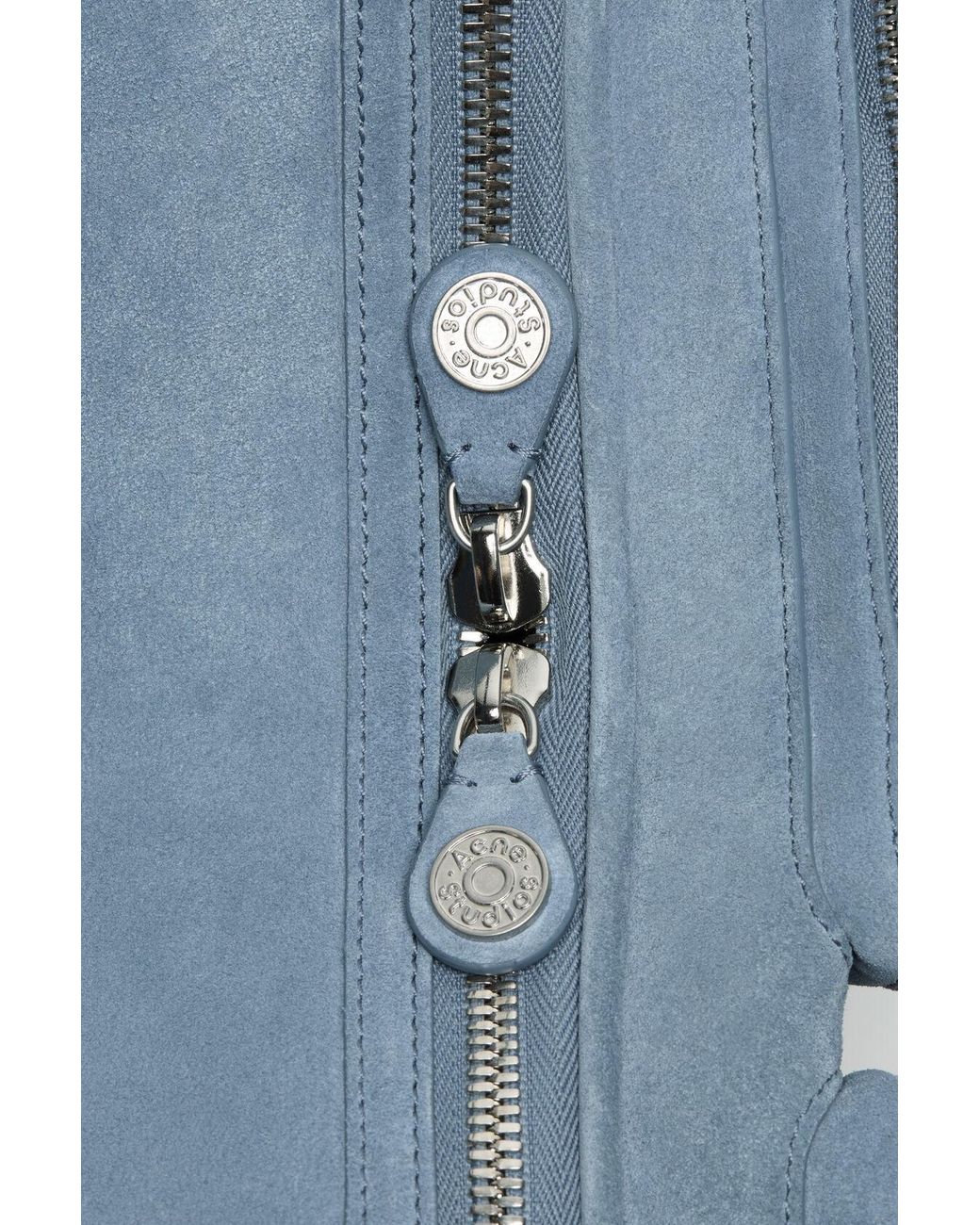 Acne Blue Camero Hotel Suede Multi-Pocket Shoulder Bag