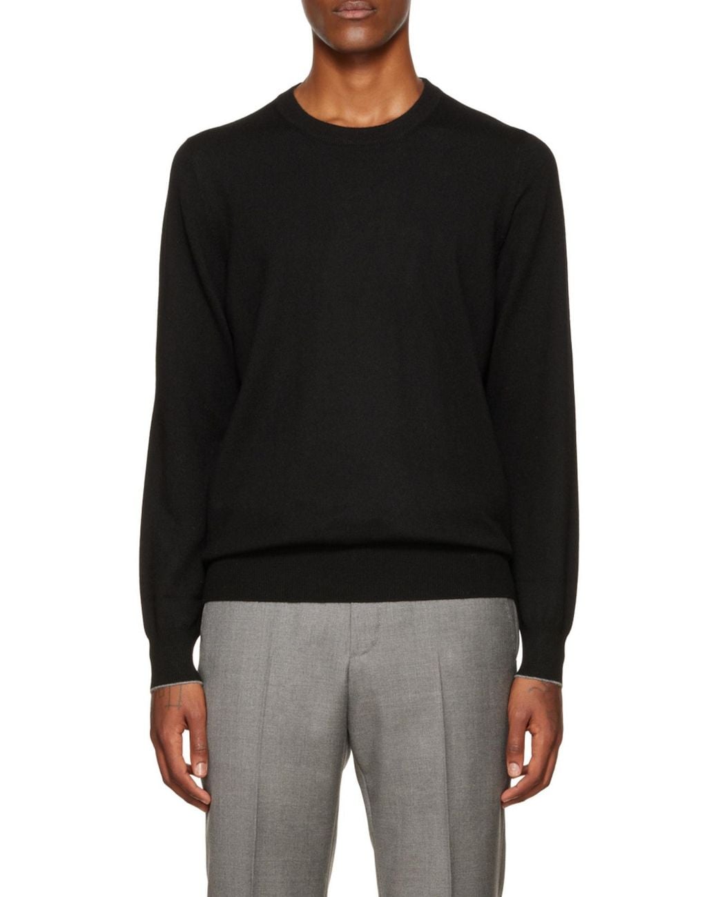 Brunello Cucinelli Black Crewneck Knitted Sweater for men