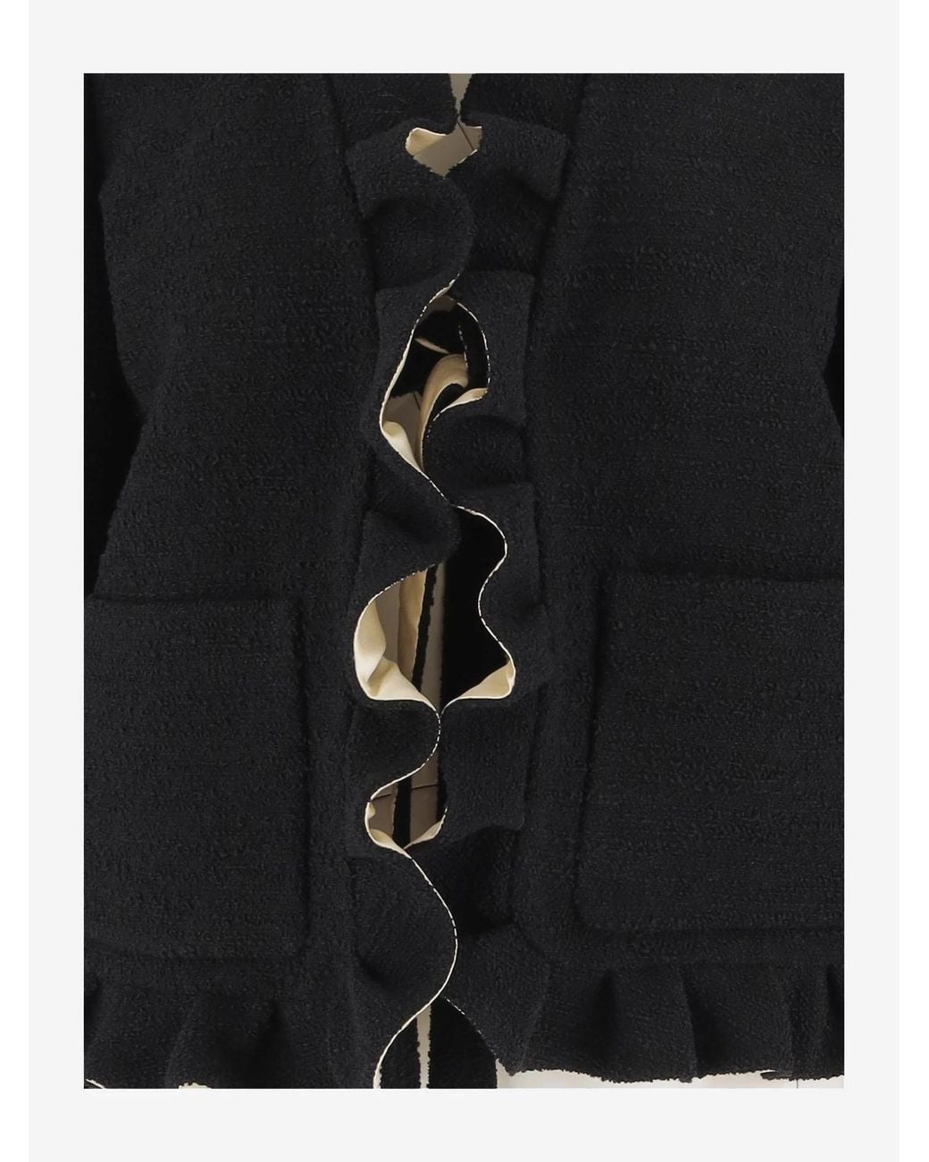 Valentino Black Ruffled Long-Sleeved Jacket