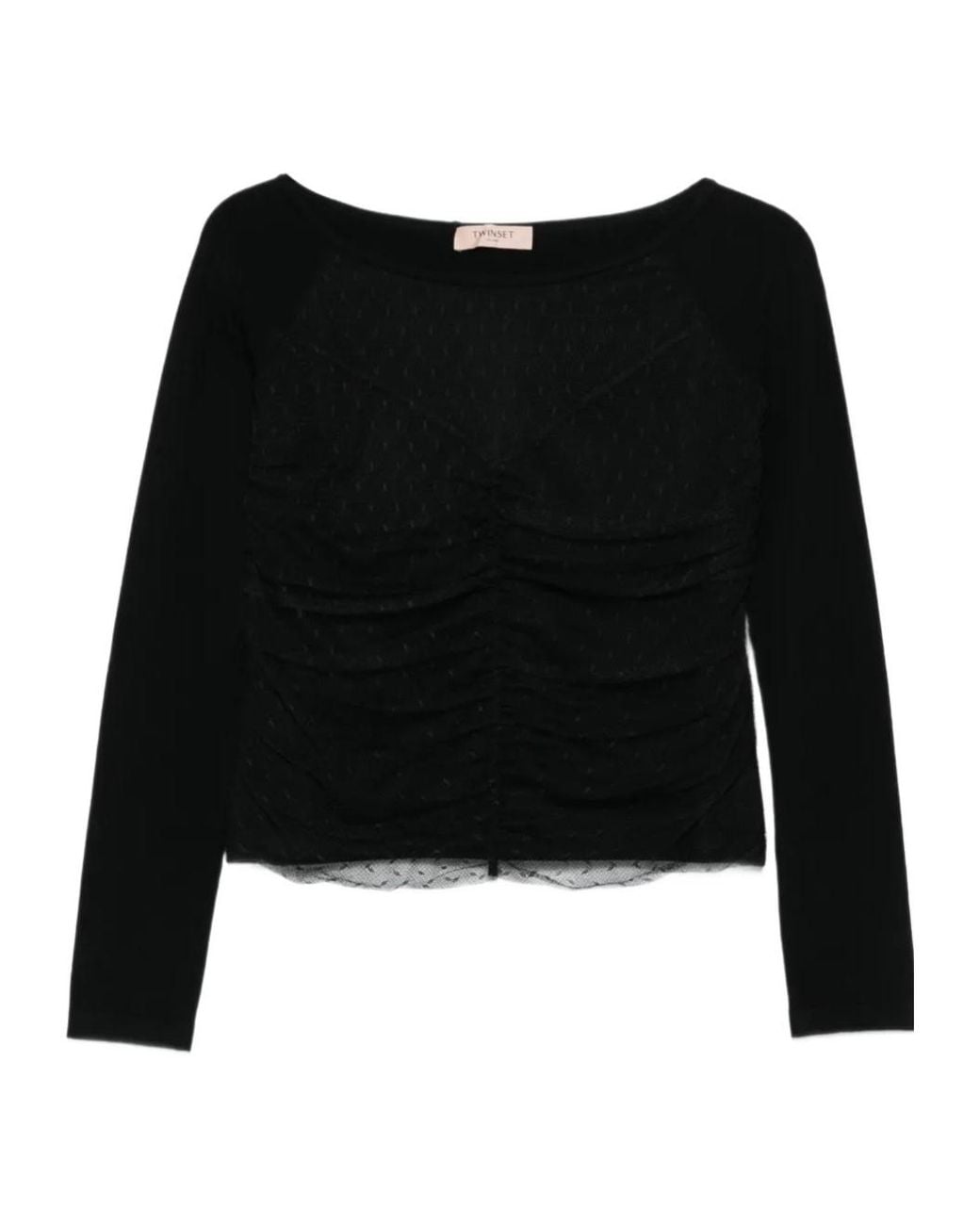 Twinset Black Ruffled Polka-Dot Blouse