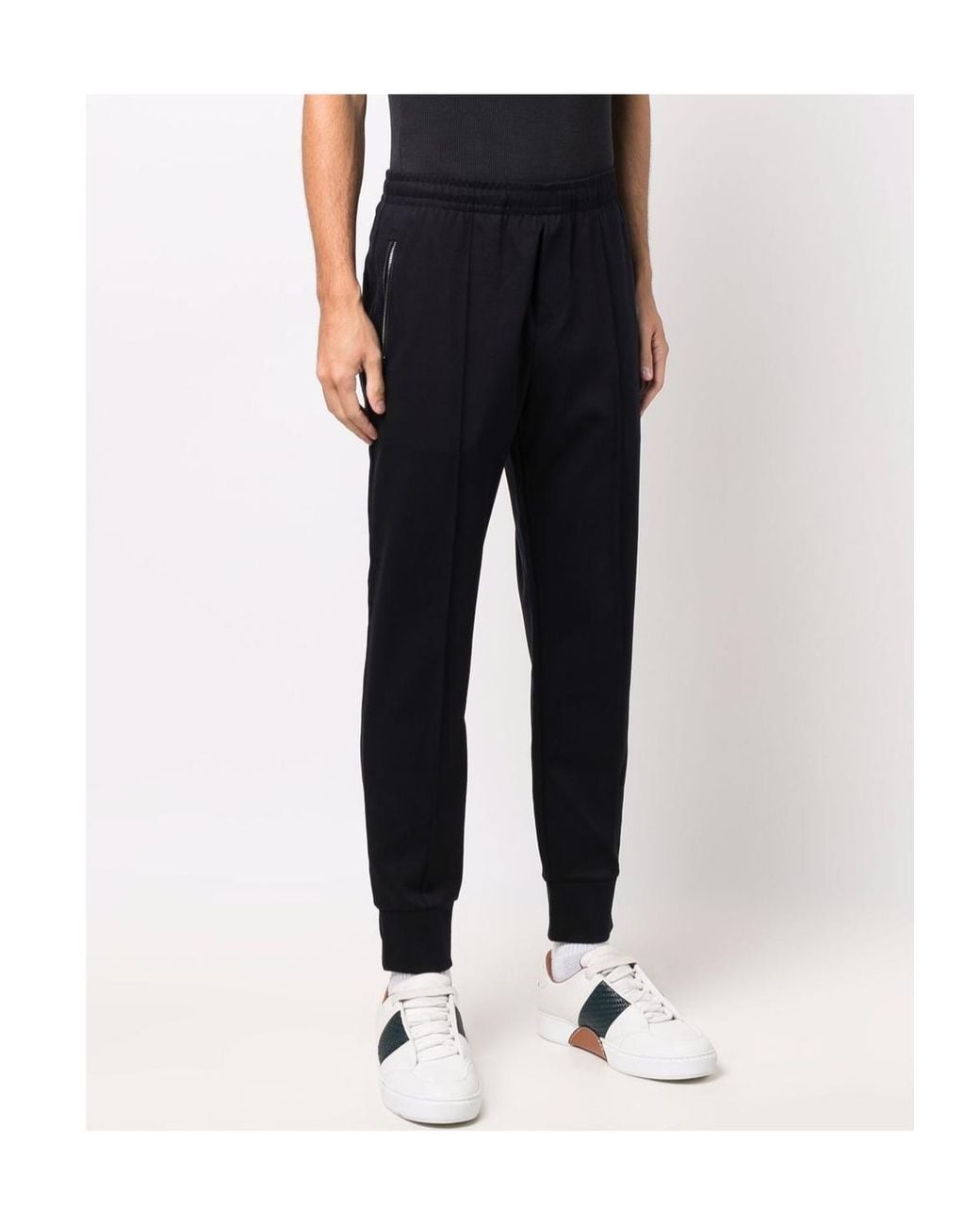 Emporio Armani Black Mid-Rise Slim-Fit Track Pants for men