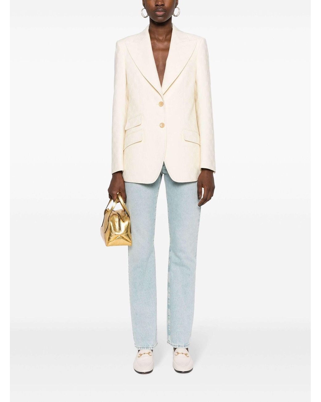 Gucci Natural Jacquard Tailored Blazer