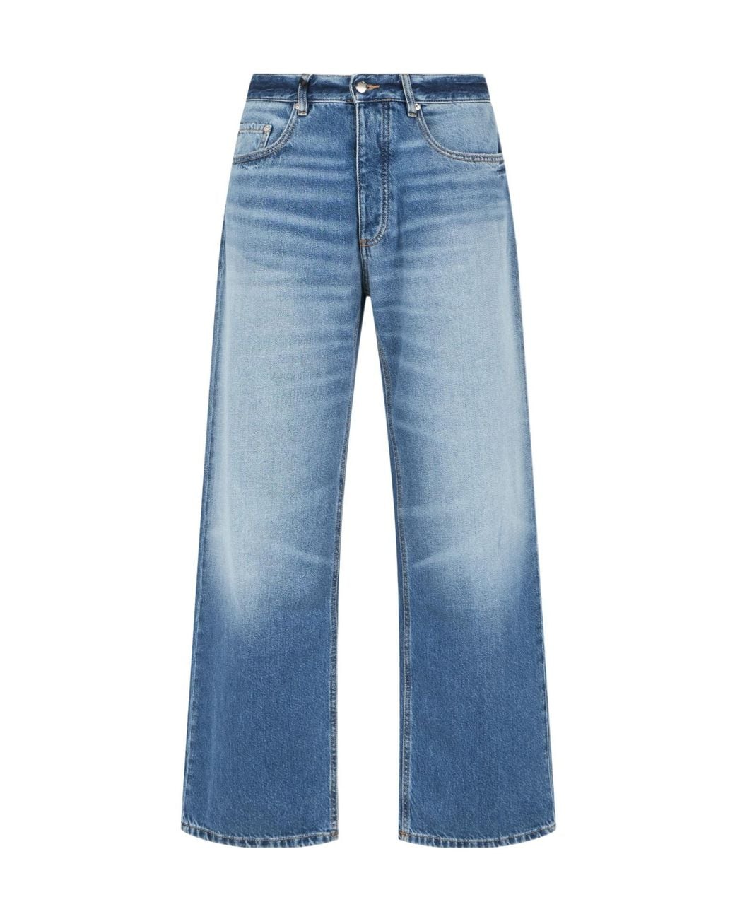 ICON DENIM Blue Faded Wide-Leg Jeans for men