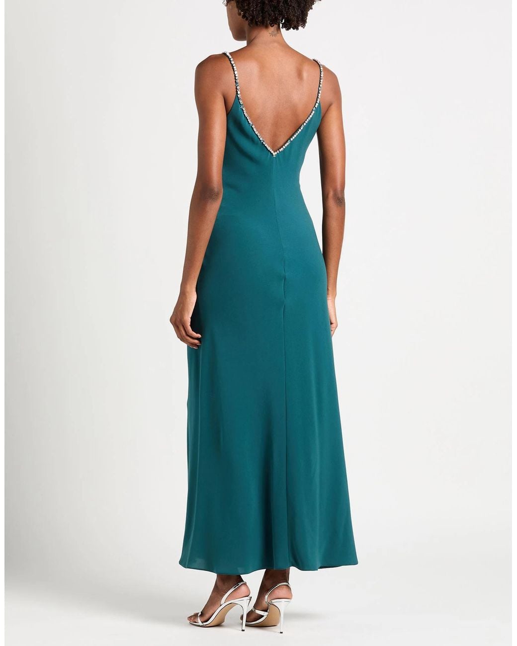 Max Mara Green Crepe Sleeveless V-Neck Dress