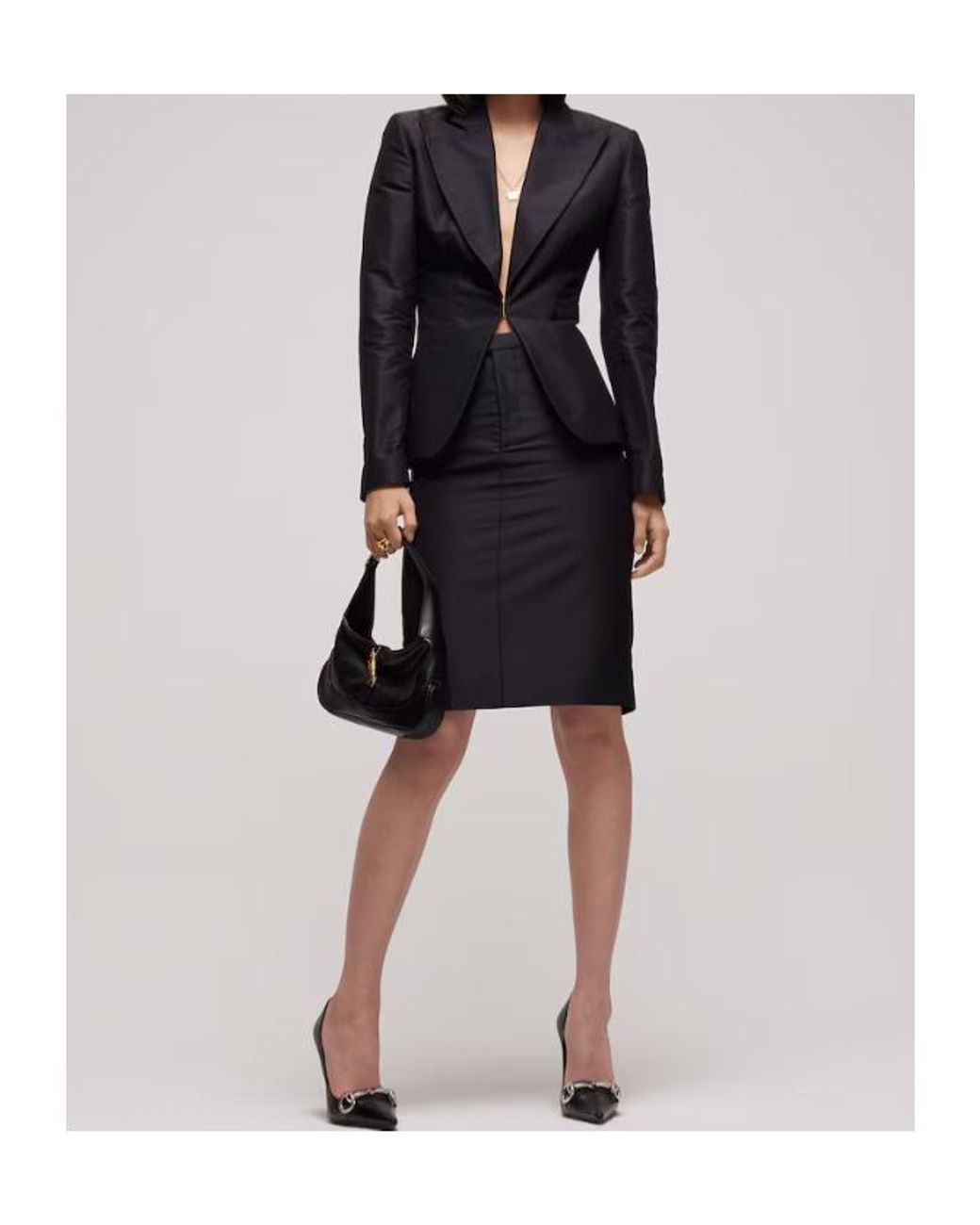 Gucci Black Faille Collared Jacket