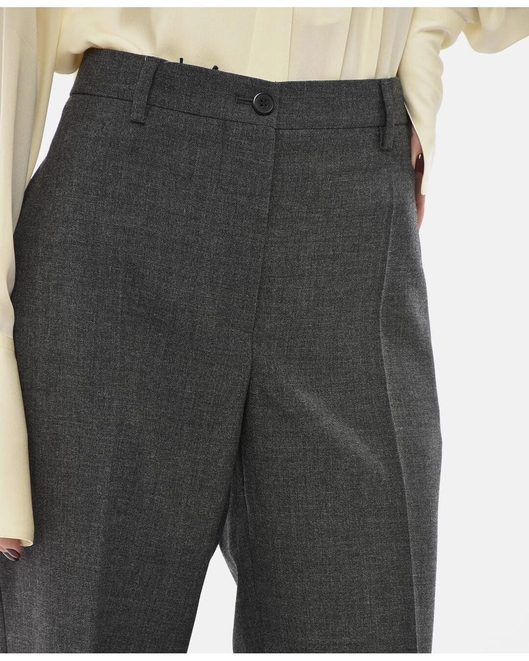 Prada Gray One-Pleat High-Waist Trousers