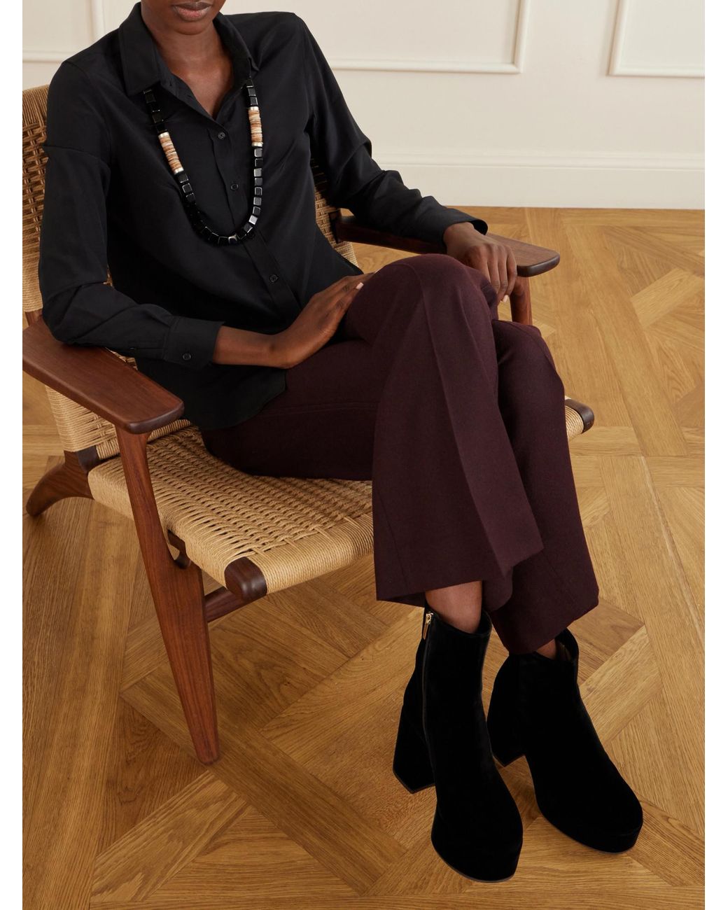 Gianvito Rossi Black Velvet Ankle Boots