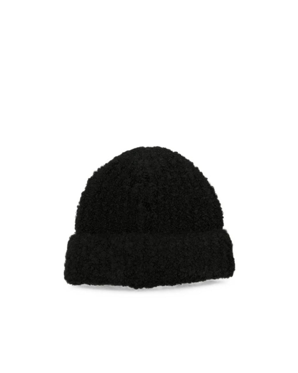 MM6 by Maison Margiela Black Logo Patch Knitted Beanie for men