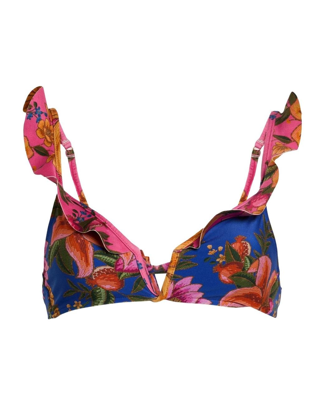 Farm Rio Blue Floral Triangle Bikini Top
