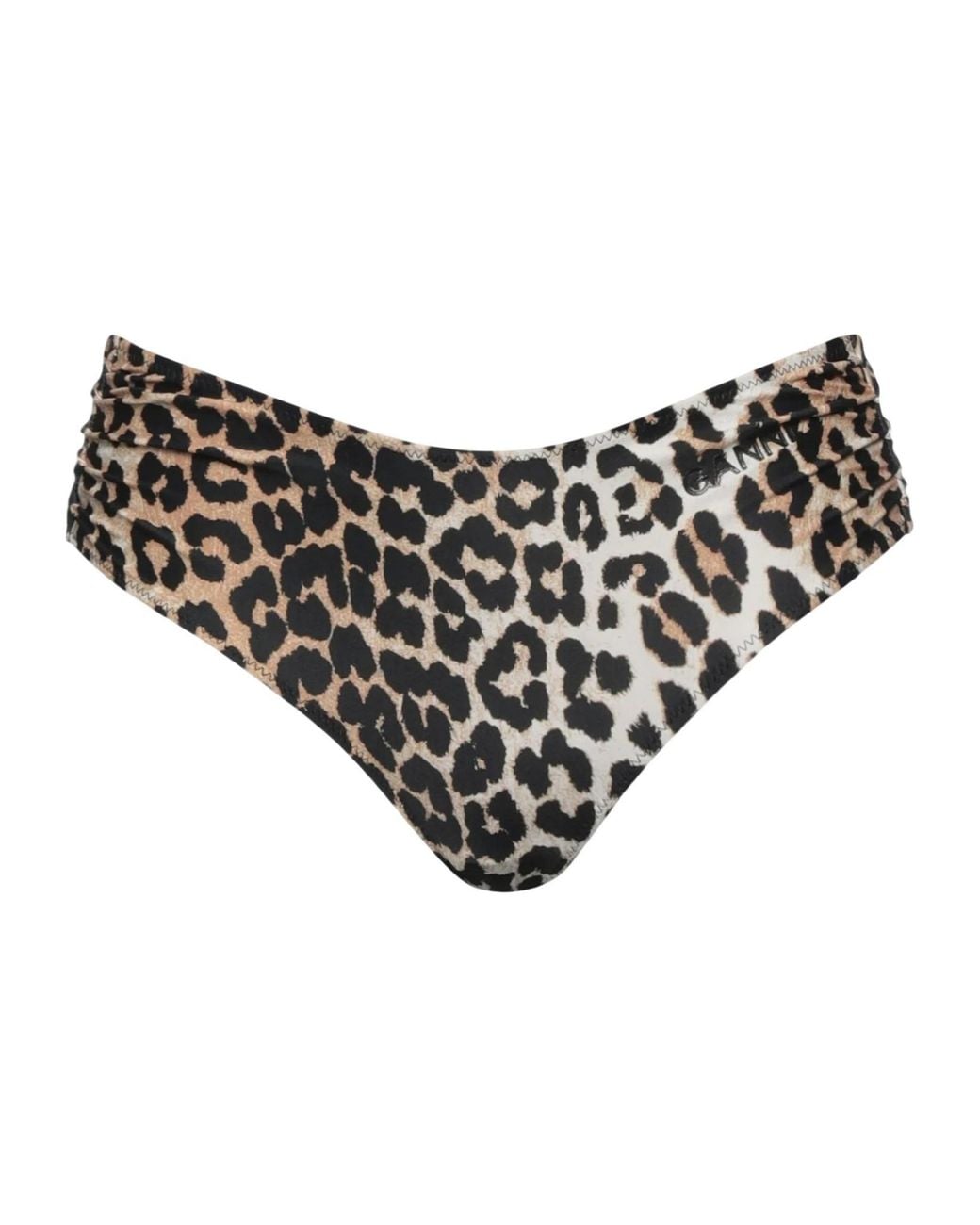 Ganni Black Leopardprint Bikini Bottoms