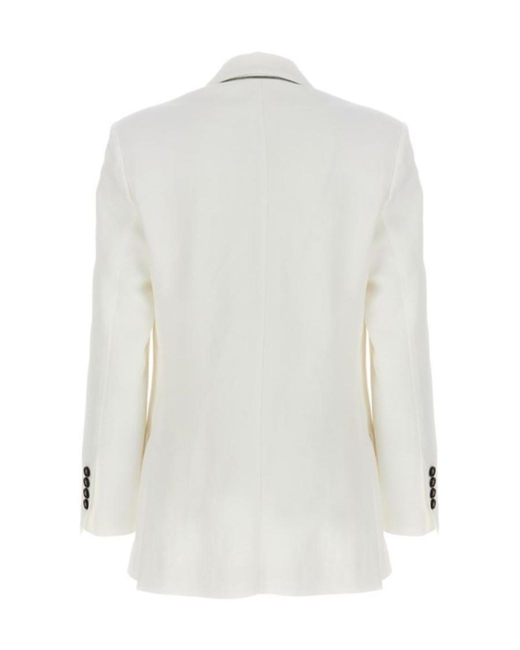 Brunello Cucinelli White Flap-Pocketed Single-Breasted Blazer