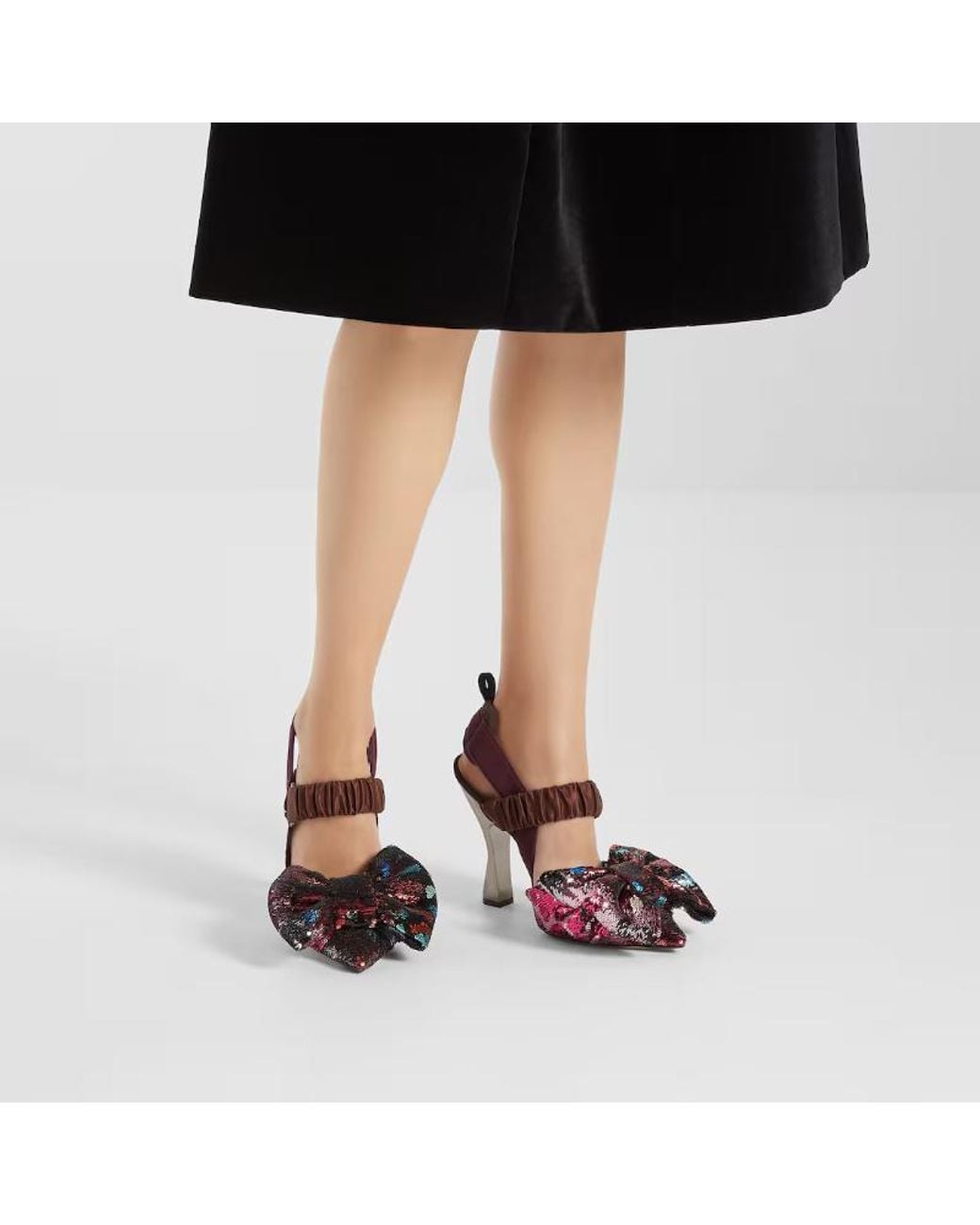 Fendi Purple Colibri Sequined High-Heeled Slingbacks