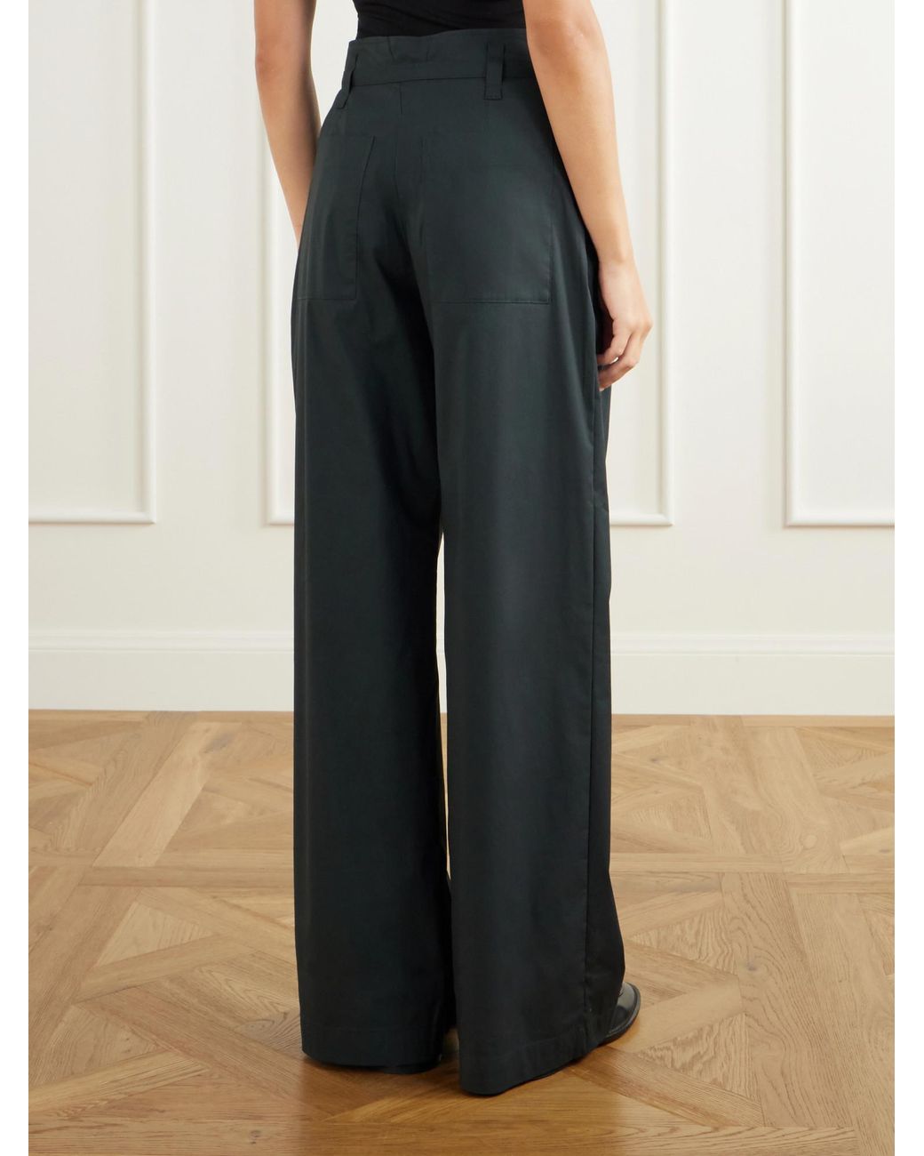 Proenza Schouler Blue Belted Cotton-Blend Wide-Leg Pants