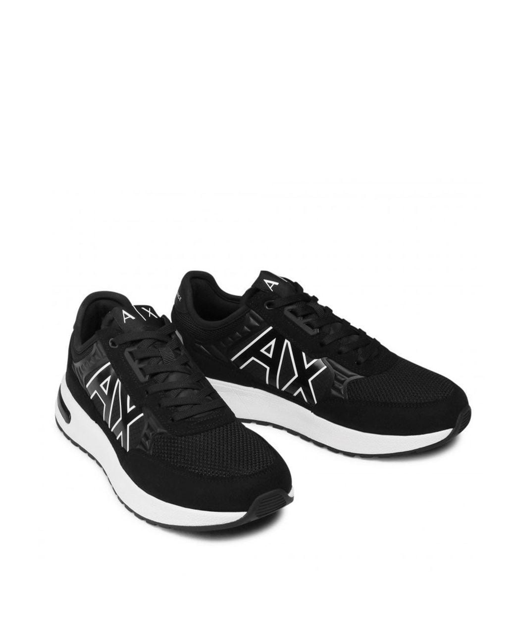 ARMANI EXCHANGE Black Logo-Print Low-Top Sneakers for men