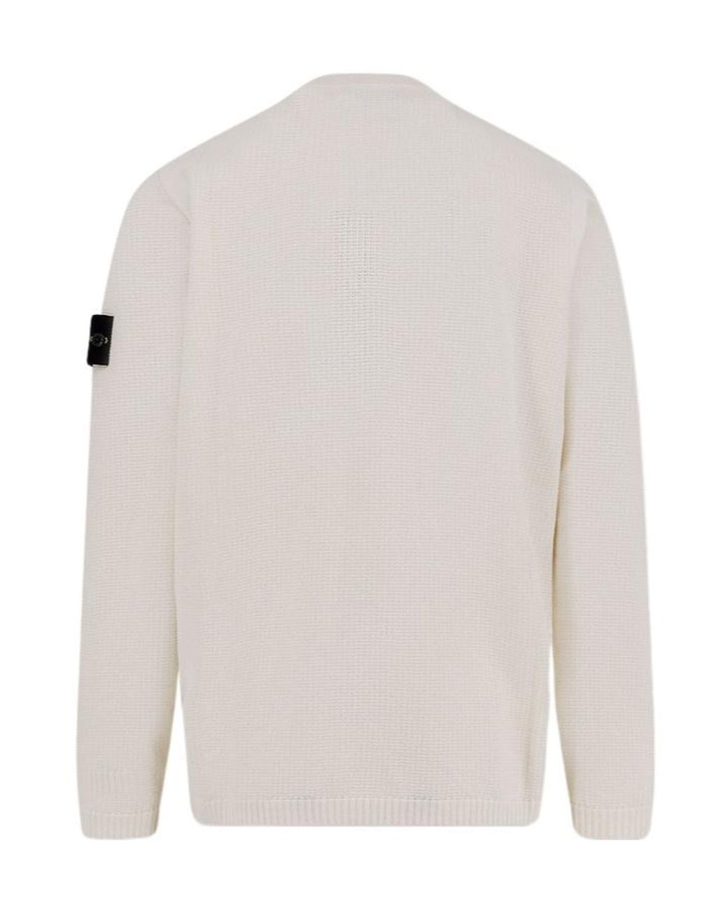 Stone Island White Logo Patch Crewneck Jumper for men