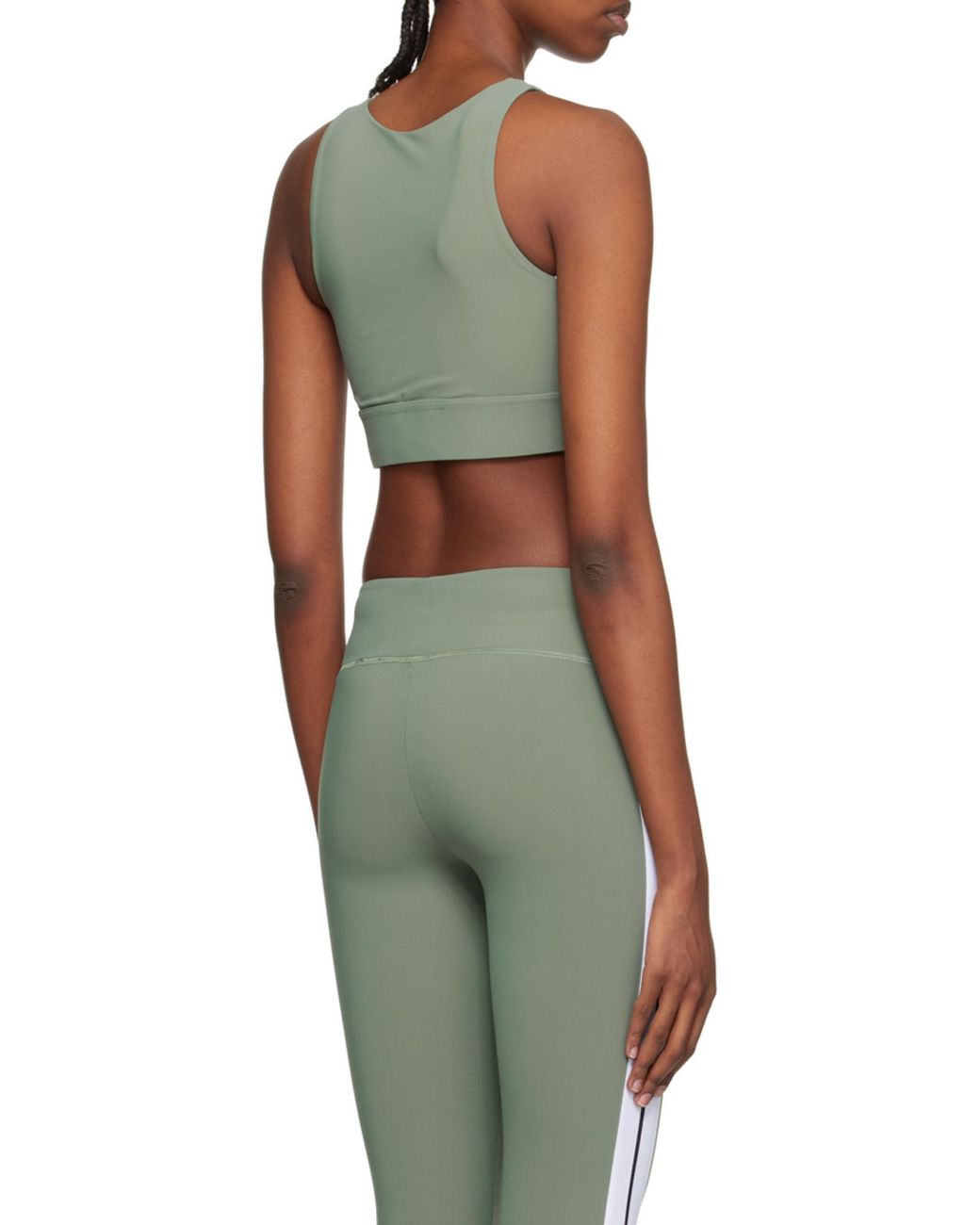 Palm Angels Green Logo-Printed Round Neck Tank Top
