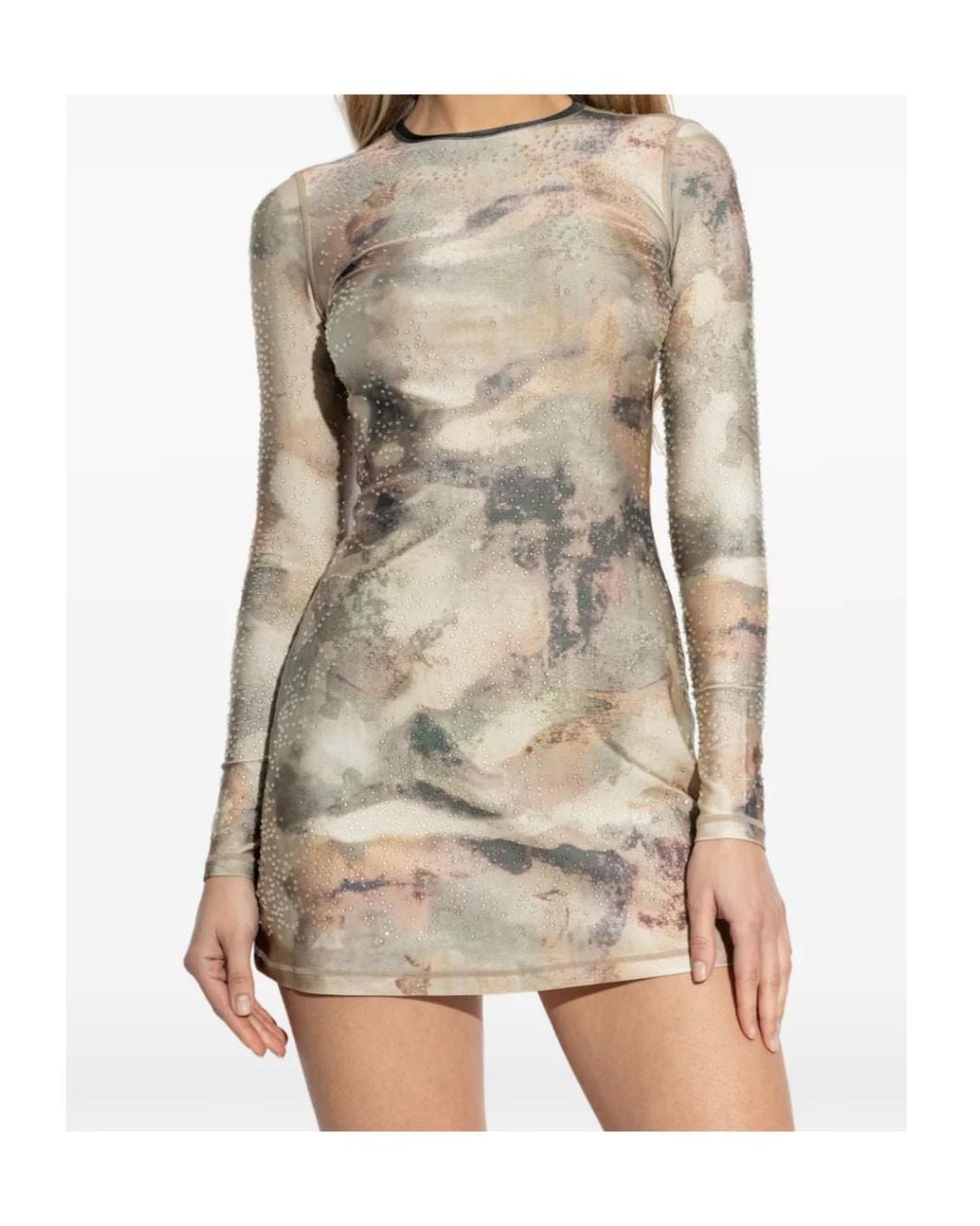 DIESEL Natural D-Uplo Printed Embellished Mini Dress