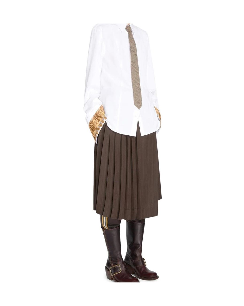 Dries Van Noten White Embroidered Cotton Poplin Shirt
