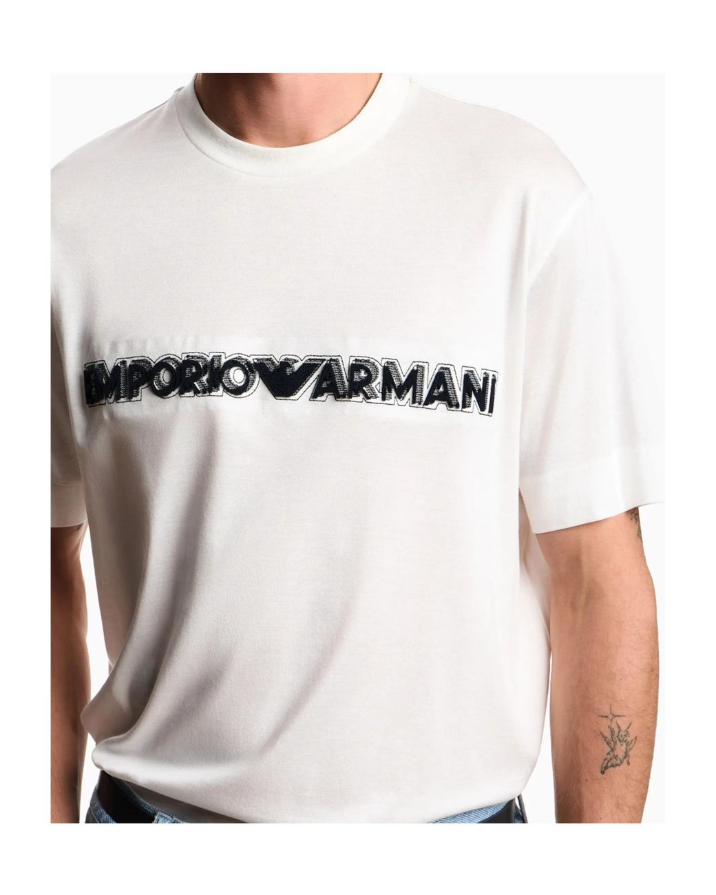 Emporio Armani White Crewneck Short-Sleeved T-Shirt for men