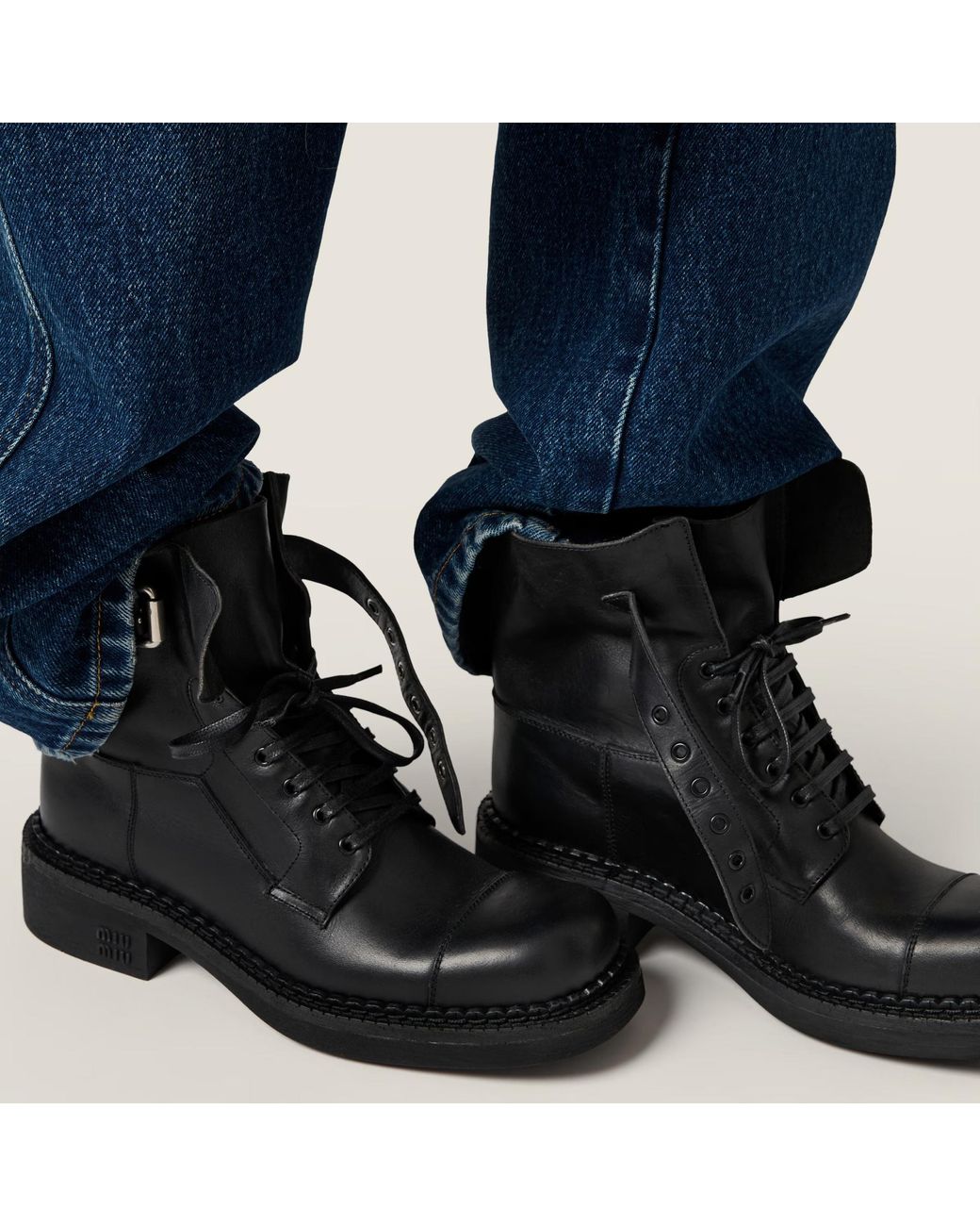 Miu Miu Black Leather Booties