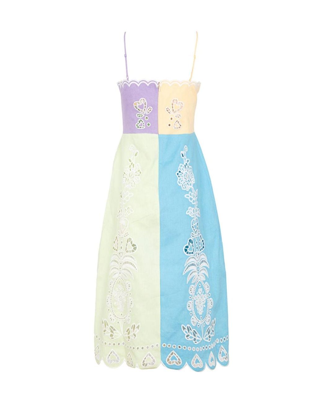 Farm Rio Blue Embroidered Sleeveless Midi Dress