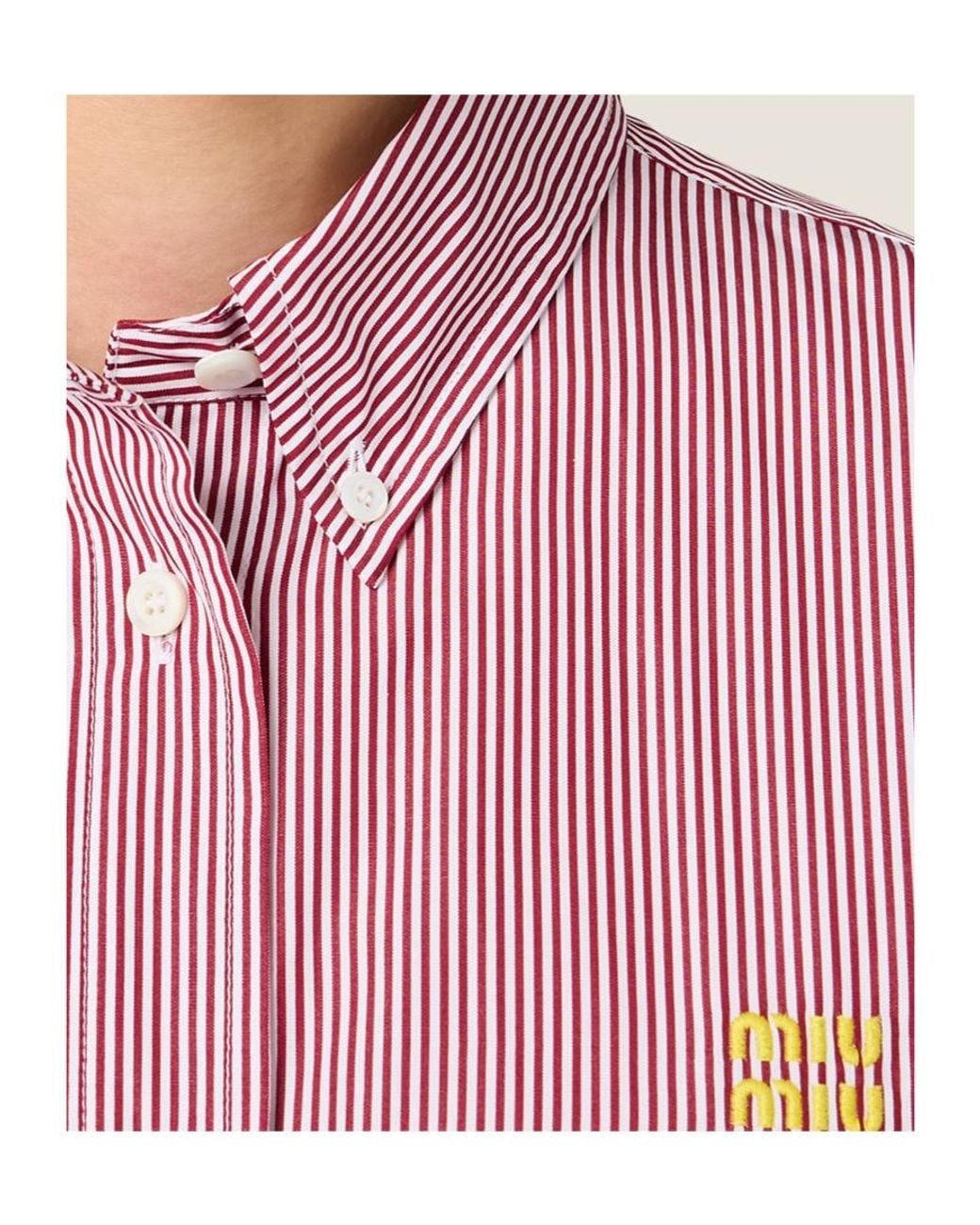 Miu Miu Purple Logo-Embroidered Striped Shirt