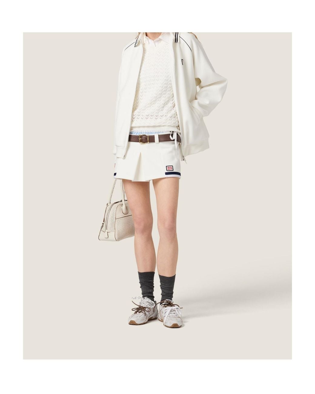 Miu Miu White Bonded Cotton Piqué Miniskirt