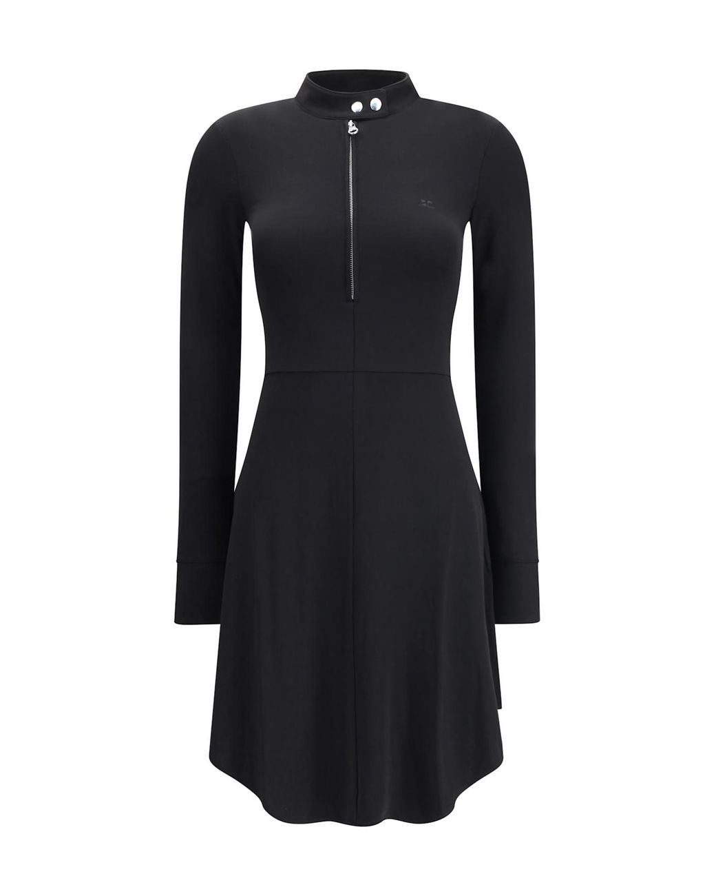 Courreges Black Courrèges Biker Crepe Jersey Zipped Dress