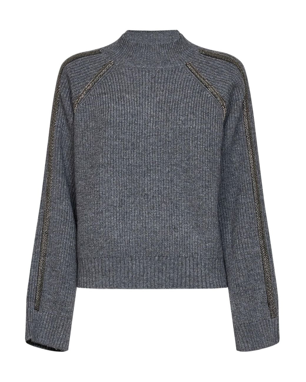 Kaos Gray Long-Sleeved High-Neck Top